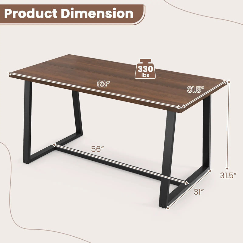 Large Dining Table with Heavy-duty Metal Frame and Anti-slip Foot Pads by DirectDeals