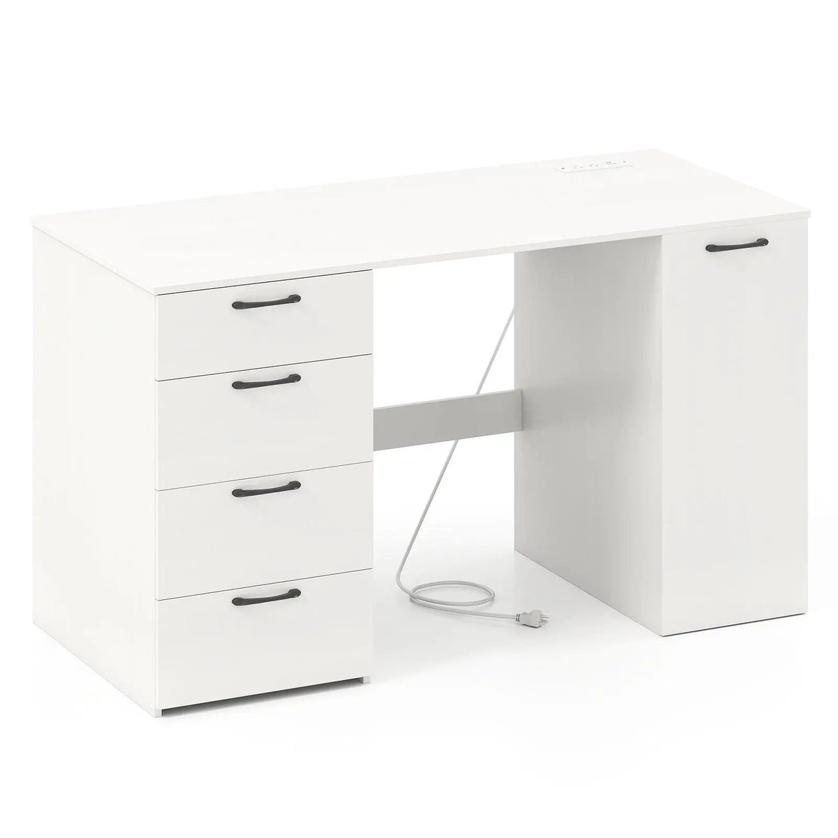 53 Inches Computer Desk with Power Outlets and 4 Storage Drawers, photo 9 of 9