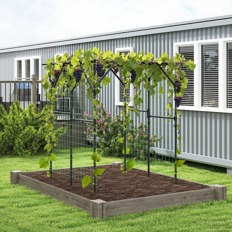 Large Garden Arch Trellis for Climbing Plants Outdoor Grape Vine Support-Black by DirectDeals