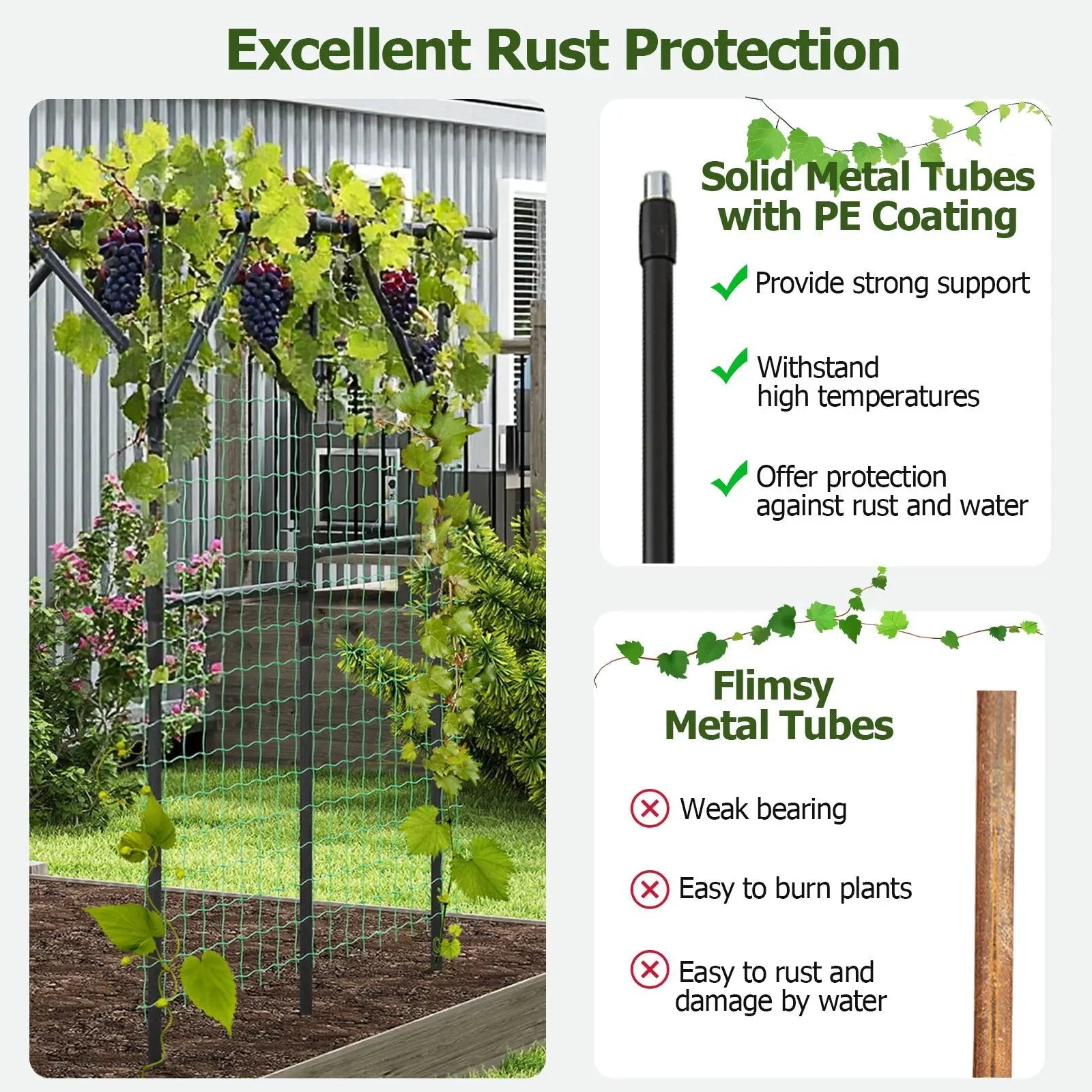 Large Garden Arch Trellis for Climbing Plants Outdoor Grape Vine Support-Black by DirectDeals