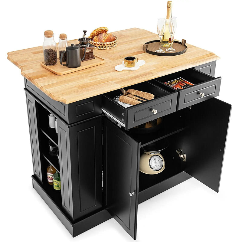 Kitchen Island with Storage and 3-Level Adjustable Shelves by DirectDeals