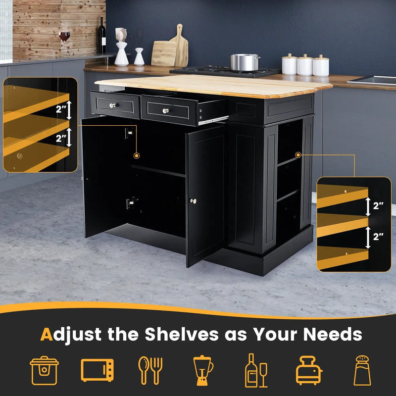 Kitchen Island with Storage and 3-Level Adjustable Shelves by DirectDeals