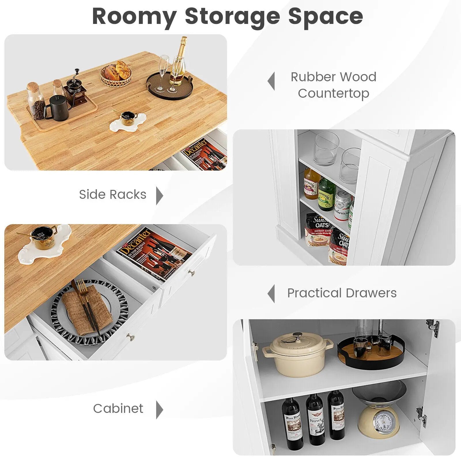 Kitchen Island with Storage and 3-Level Adjustable Shelves by DirectDeals