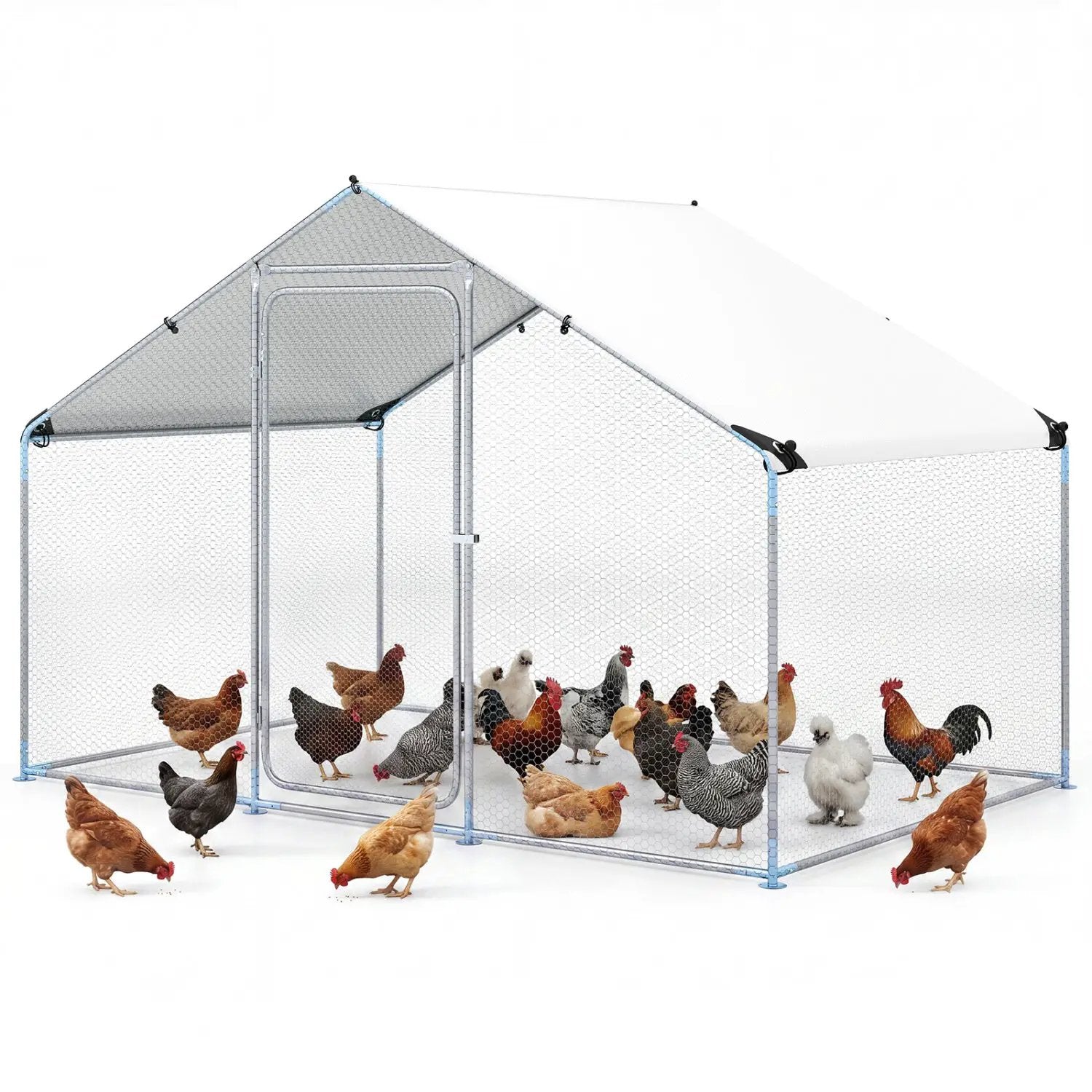 Large Metal Chicken Coop 9.8 x 6.7 Ft with Waterproof Cover by DirectDeals