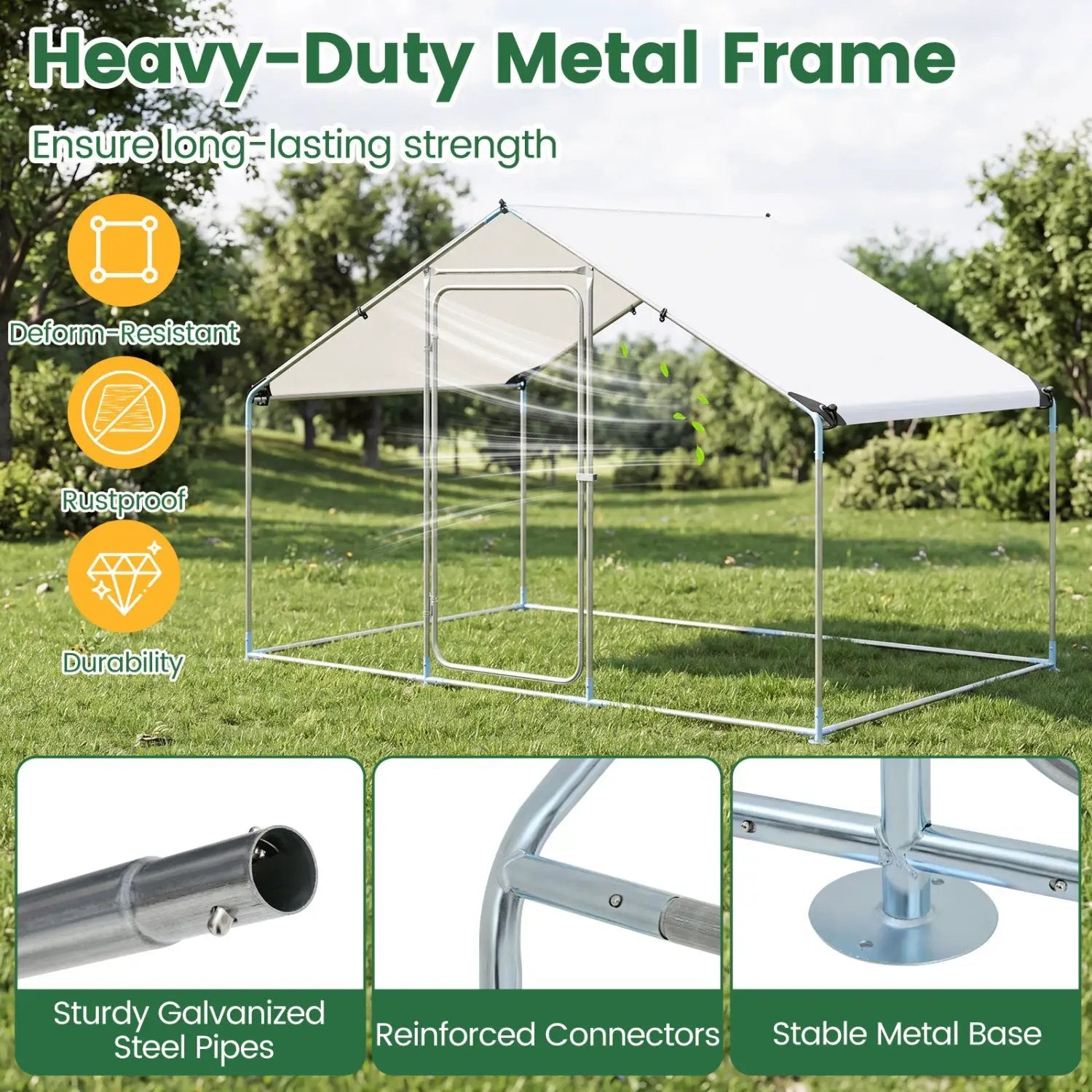 Large Metal Chicken Coop 9.8 x 6.7 Ft with Waterproof Cover by DirectDeals