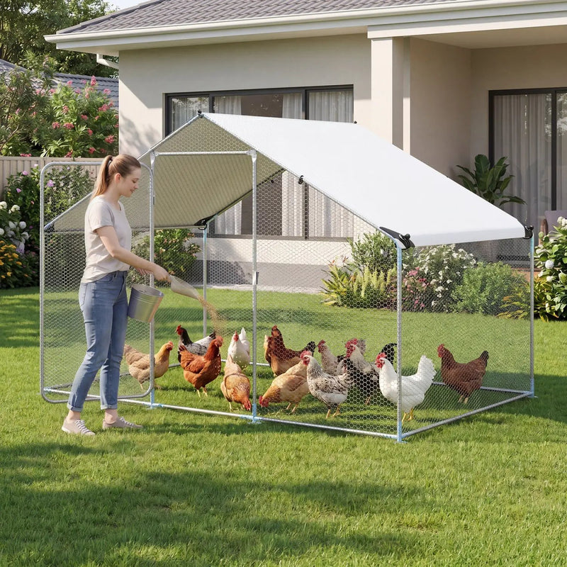 Large Metal Chicken Coop 9.8 x 6.7 Ft with Waterproof Cover by DirectDeals