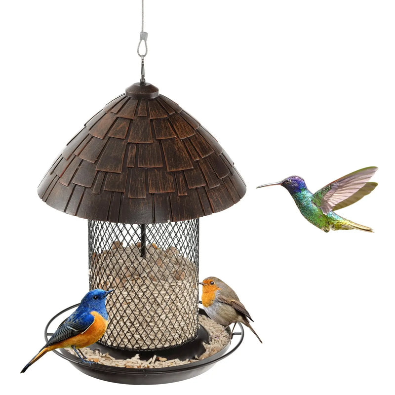 Squirrel-proof Metal Wild Bird Feeder with Perch and Drain Holes by DirectDeals