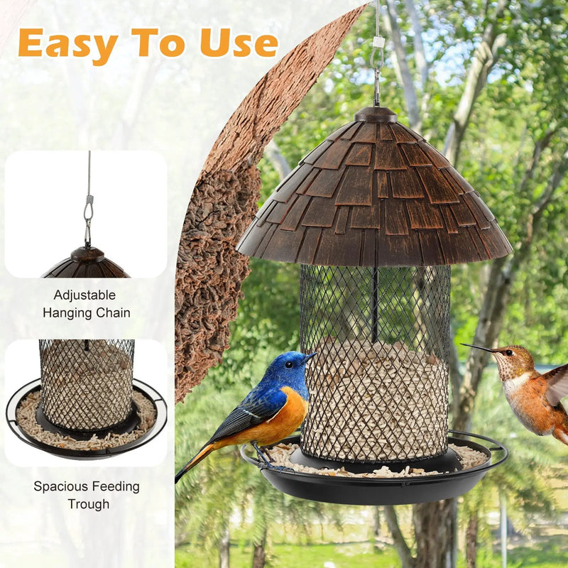 Squirrel-proof Metal Wild Bird Feeder with Perch and Drain Holes by DirectDeals