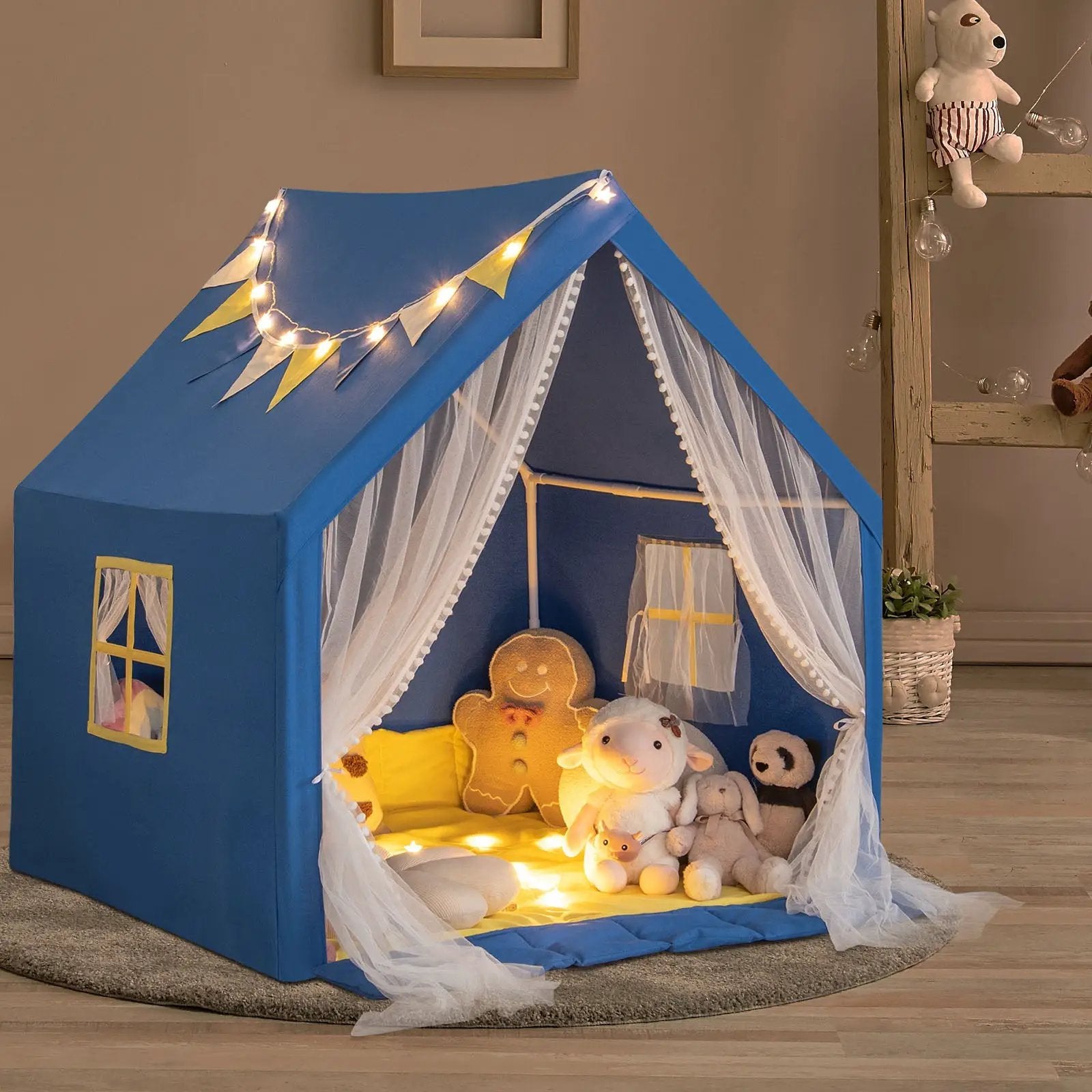 48 x 42 x 50 Inch Large Play Tent with Washable Cotton Mat Holiday Birthday Gift for Kids by DirectDeals