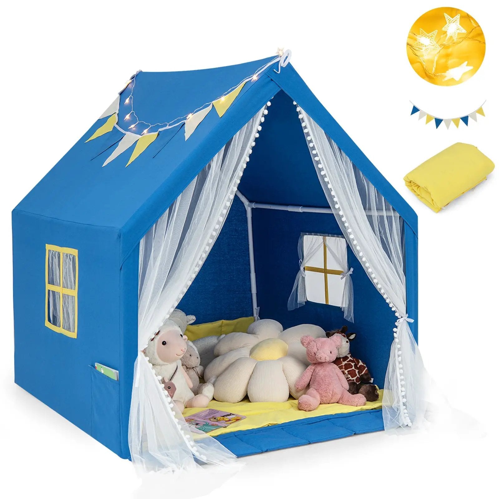 48 x 42 x 50 Inch Large Play Tent with Washable Cotton Mat Holiday Birthday Gift for Kids by DirectDeals