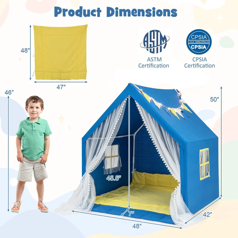 48 x 42 x 50 Inch Large Play Tent with Washable Cotton Mat Holiday Birthday Gift for Kids by DirectDeals