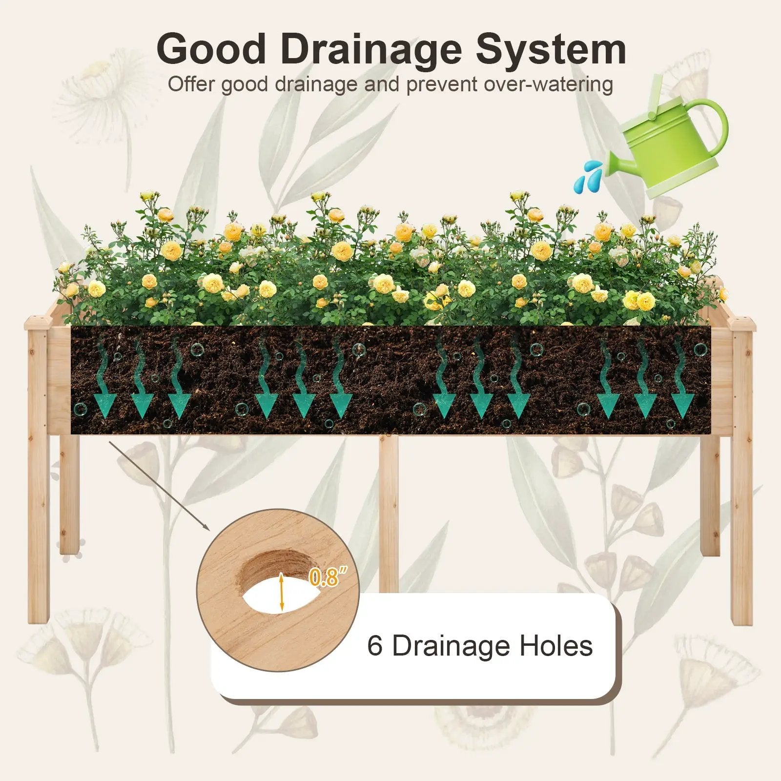 Large Raised Garden Bed with Drainage Holes and 6 Supporting Legs by DirectDeals
