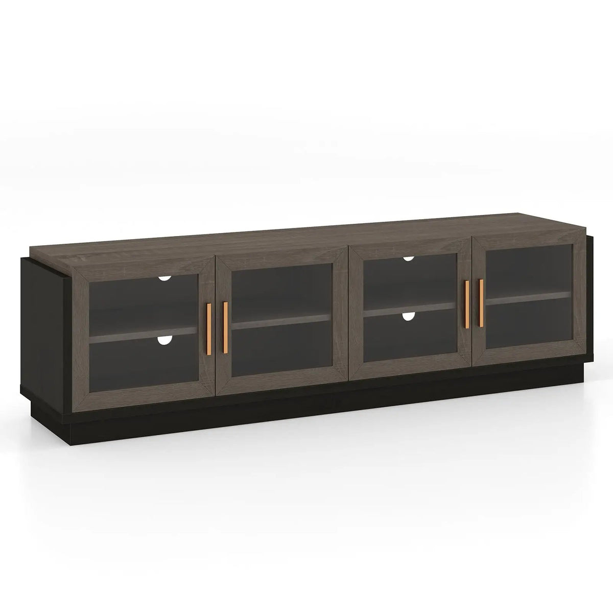 Large TV Stand for TVs up to 75 Inch with 4 Tempered Glass Doors for Living Room, photo 9 of 9