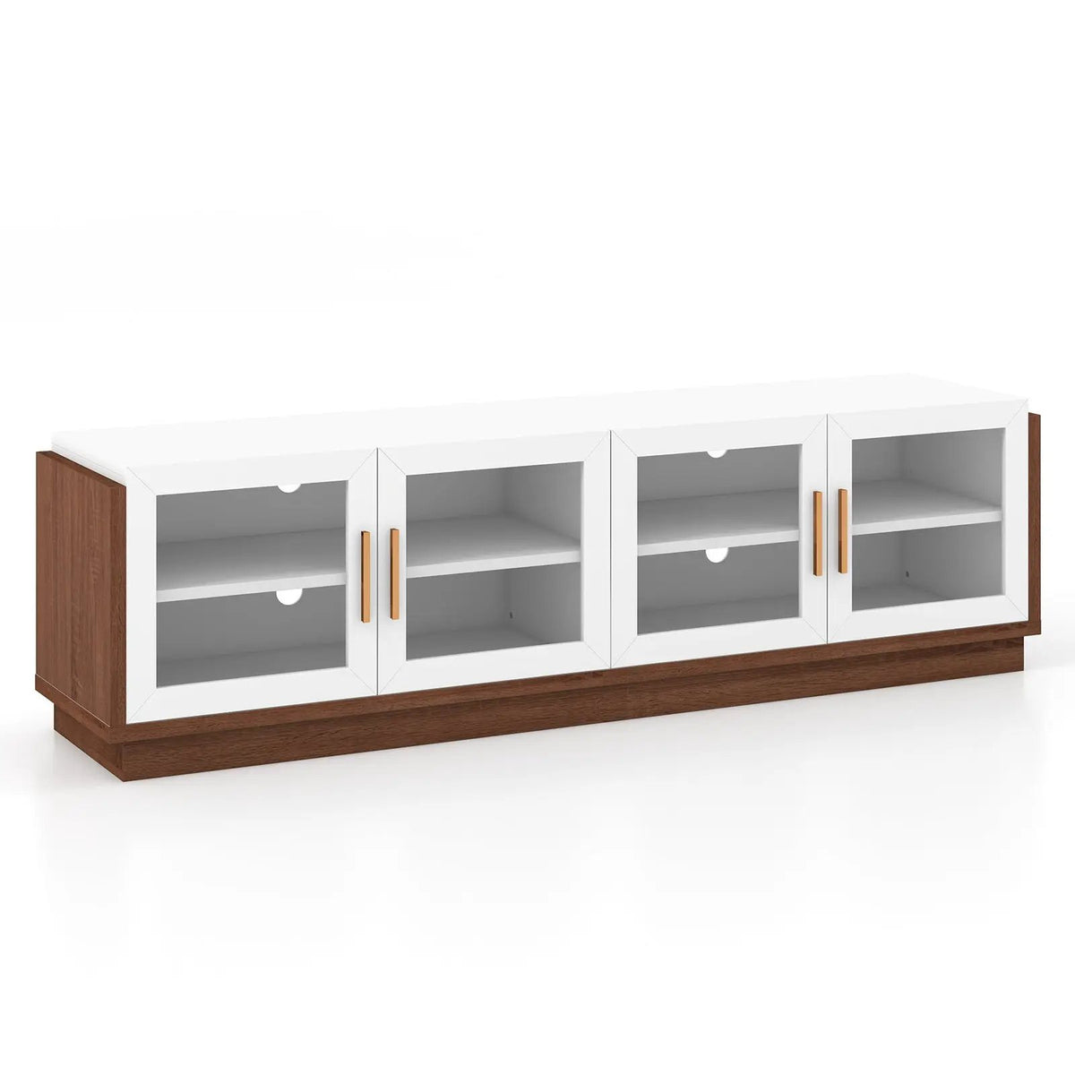 Large TV Stand for TVs up to 75 Inch with 4 Tempered Glass Doors for Living Room, photo 3 of 9