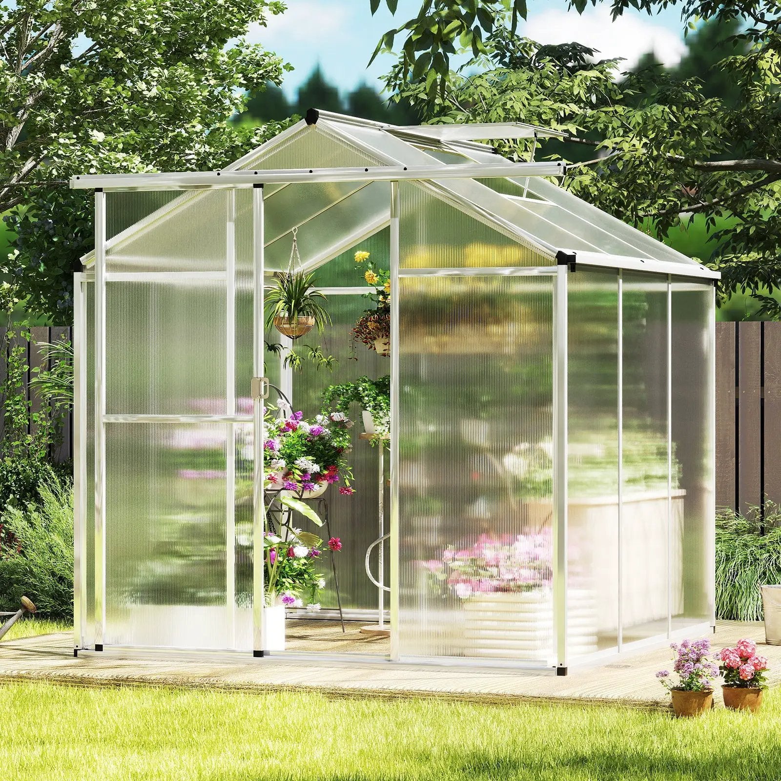 Large Walk-in Green House with Rain Gutters and Polycarbonate Panels by DirectDeals
