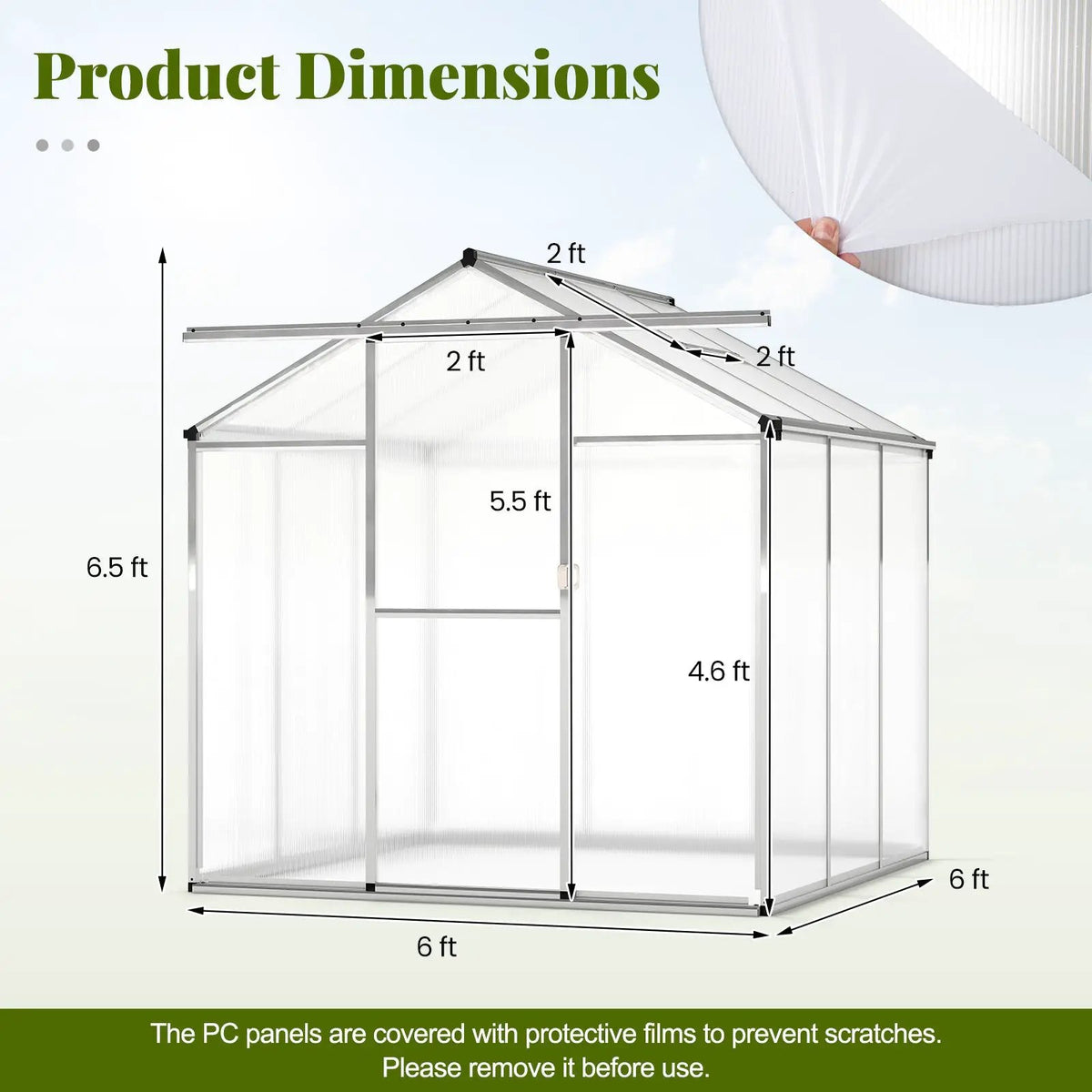 Large Walk-in Green House with Rain Gutters and Polycarbonate Panels, photo 5 of 9