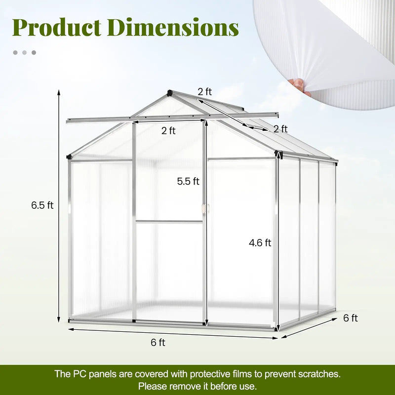 Large Walk-in Green House with Rain Gutters and Polycarbonate Panels by DirectDeals