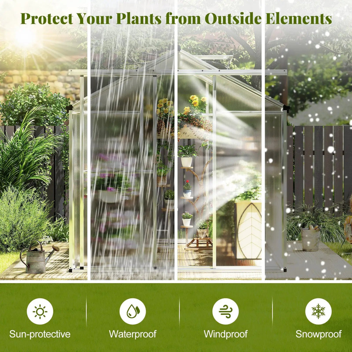 Large Walk-in Green House with Rain Gutters and Polycarbonate Panels, photo 6 of 9