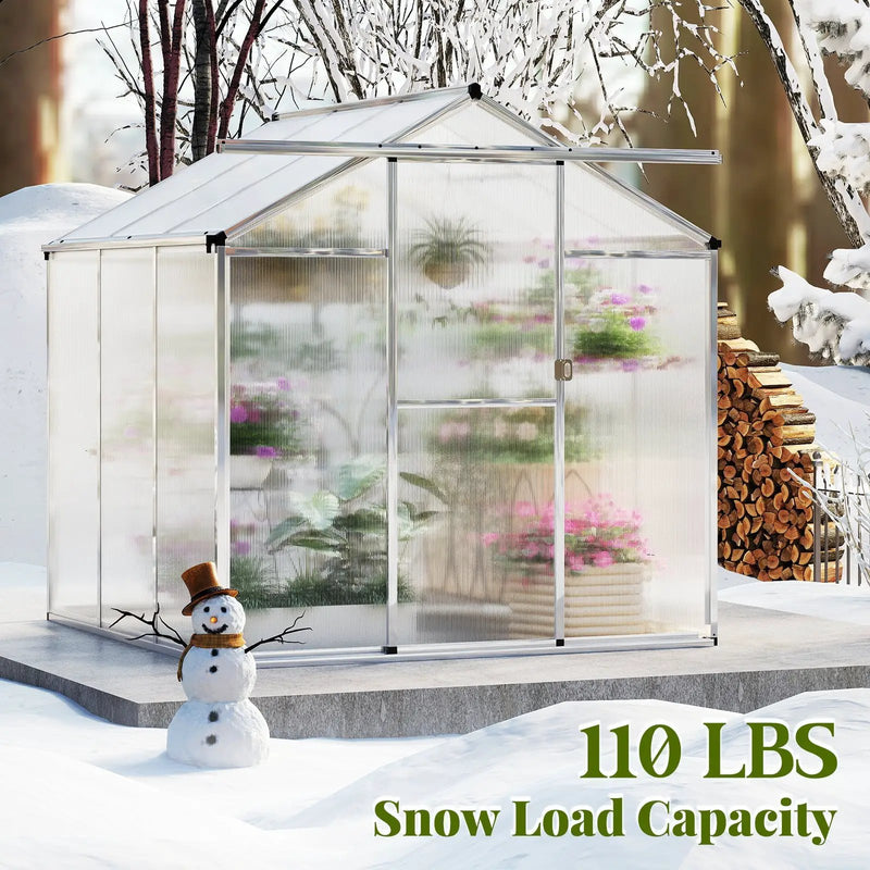 Large Walk-in Green House with Rain Gutters and Polycarbonate Panels by DirectDeals