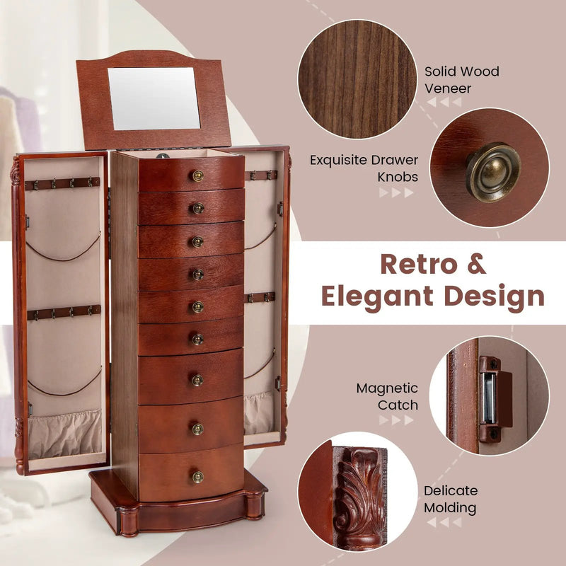 Large Wooden Jewelry Storage Box Organizer by DirectDeals