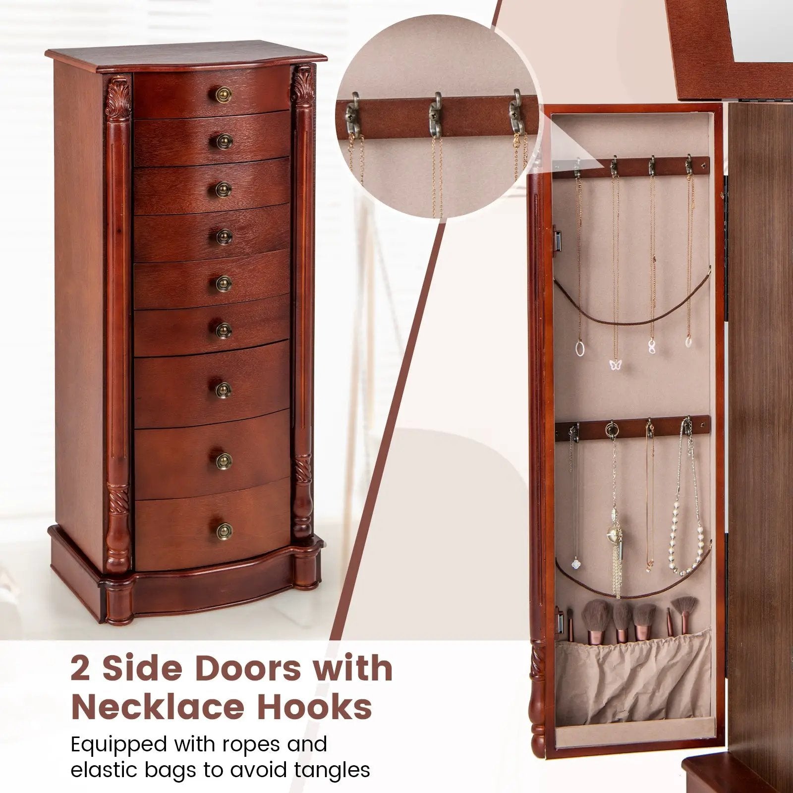Large Wooden Jewelry Storage Box Organizer by DirectDeals