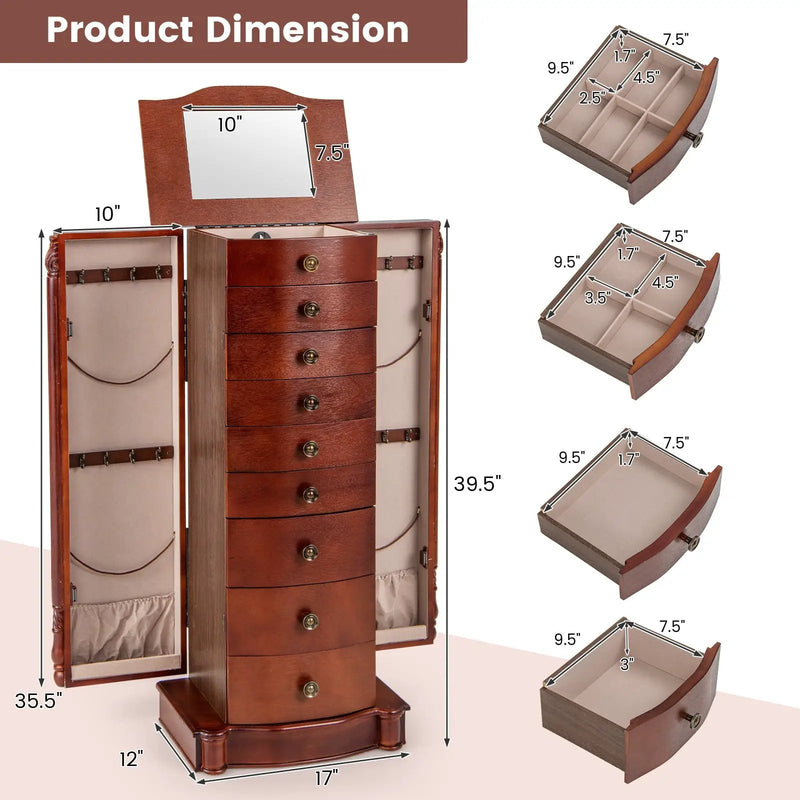 Large Wooden Jewelry Storage Box Organizer by DirectDeals