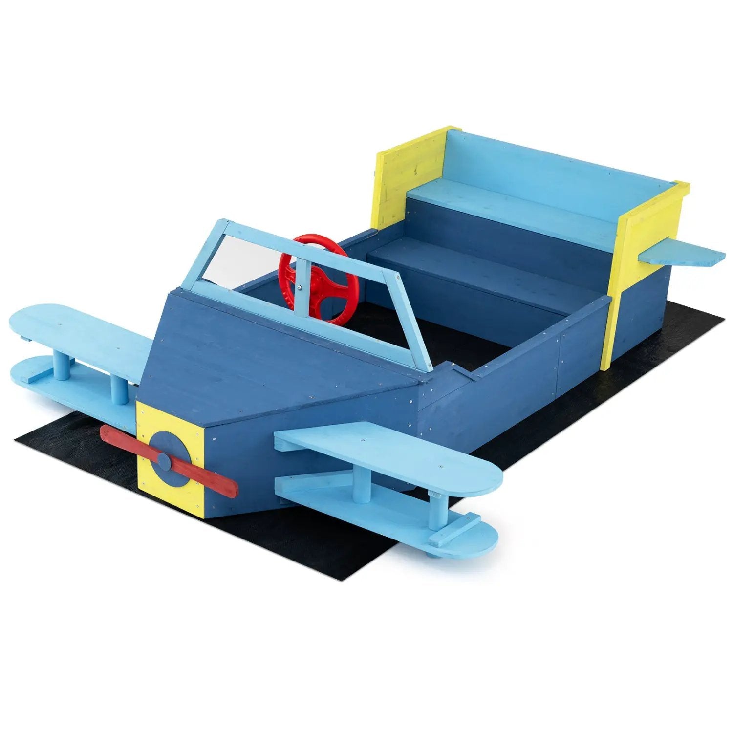 Large Wooden Kids Sandbox with Bottom Liner and Bench Seat by DirectDeals
