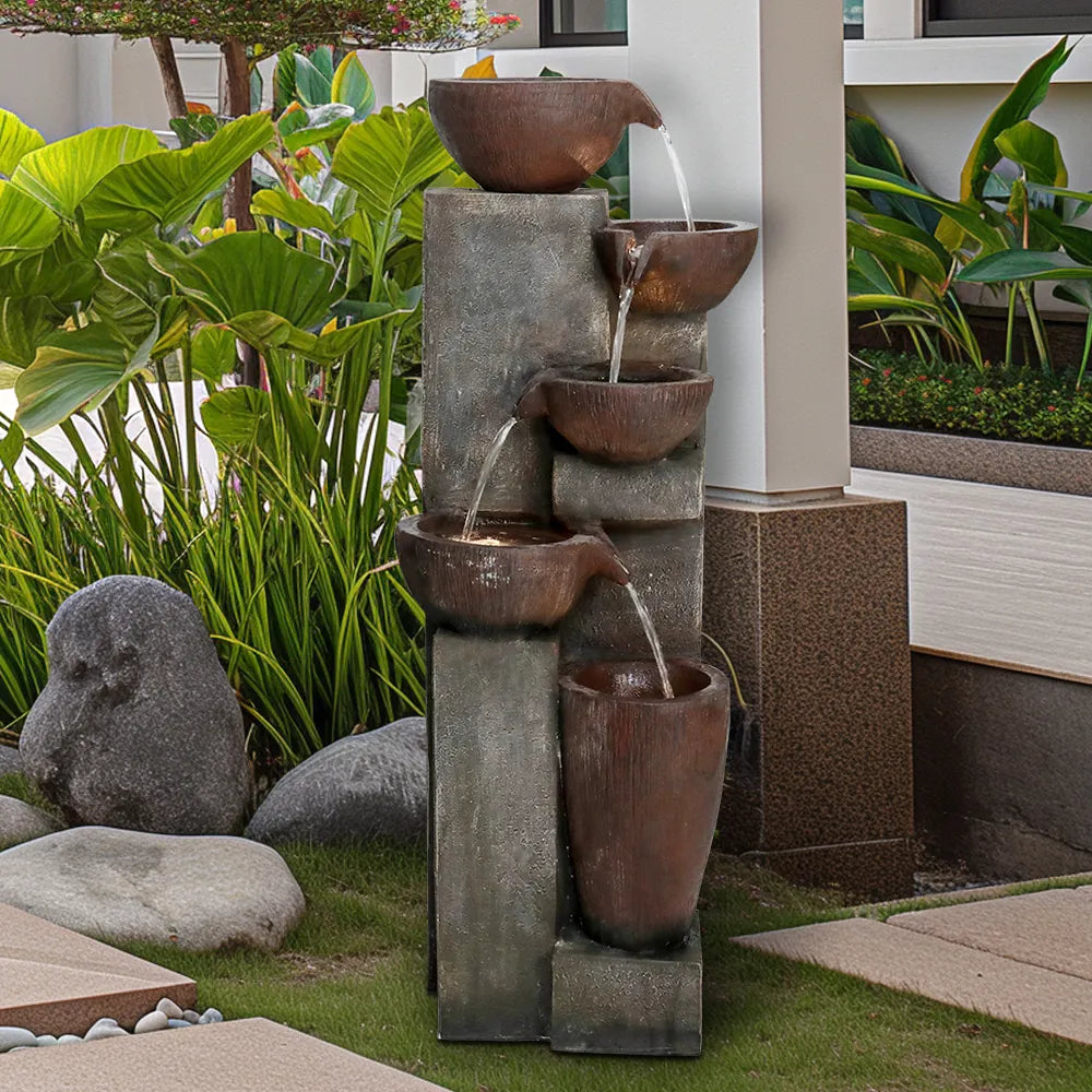 Resin Diagonal Cascading Floor Fountain Outdoor 40 in, photo 4 of 6