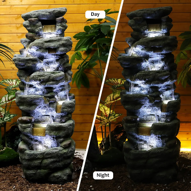 Resin River Rock Outdoor Fountain Pillar 51 Inch 52 lb, photo 2 of 4