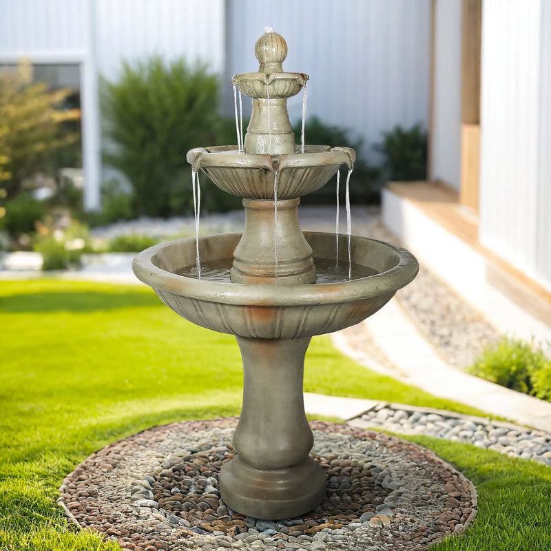 Concrete Fluted 3 Tier Outdoor Water Fountain 51 Inch, photo 2 of 4