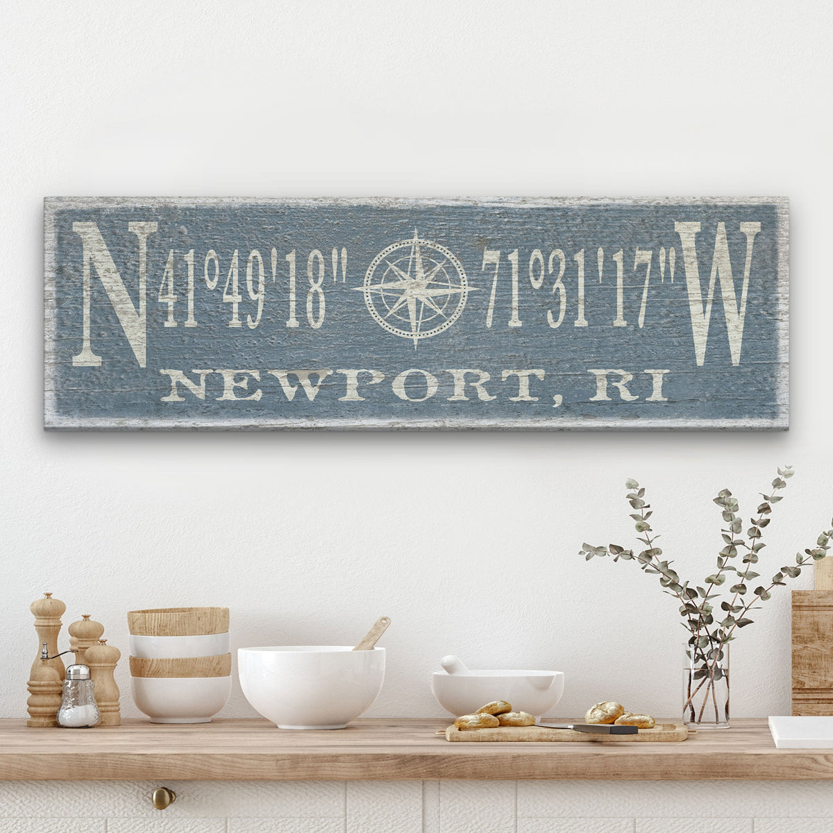 Personalized Coordinates Compass Rose Canvas Sign, photo 6 of 14