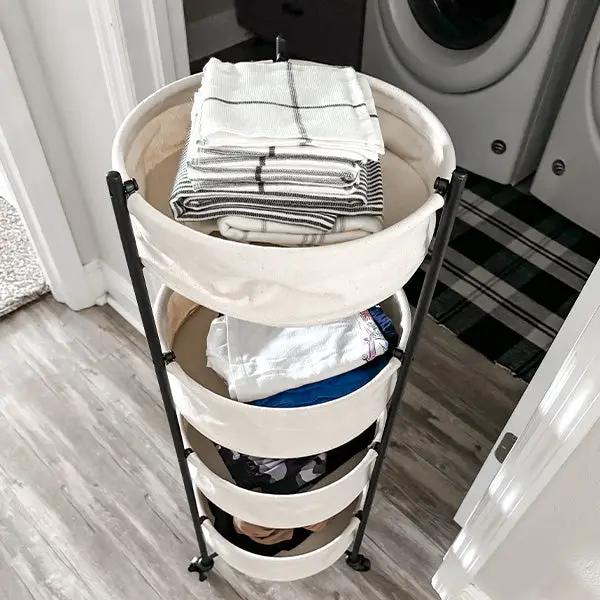 Foldable 4 Tiered Rolling Laundry Cart by Decor Steals