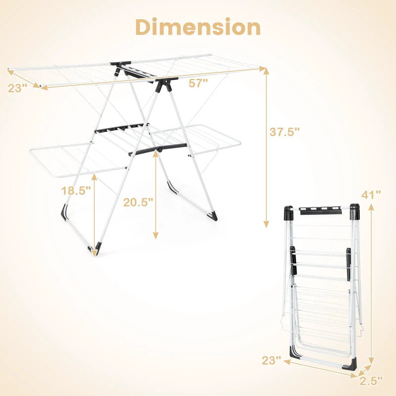 2-level Laundry Drying Rack with Height Adjustable Wings by DirectDeals