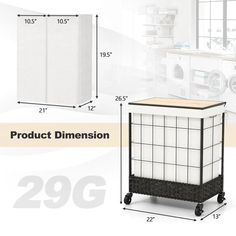 Laundry Hamper with Lid and Lockable Wheels by DirectDeals