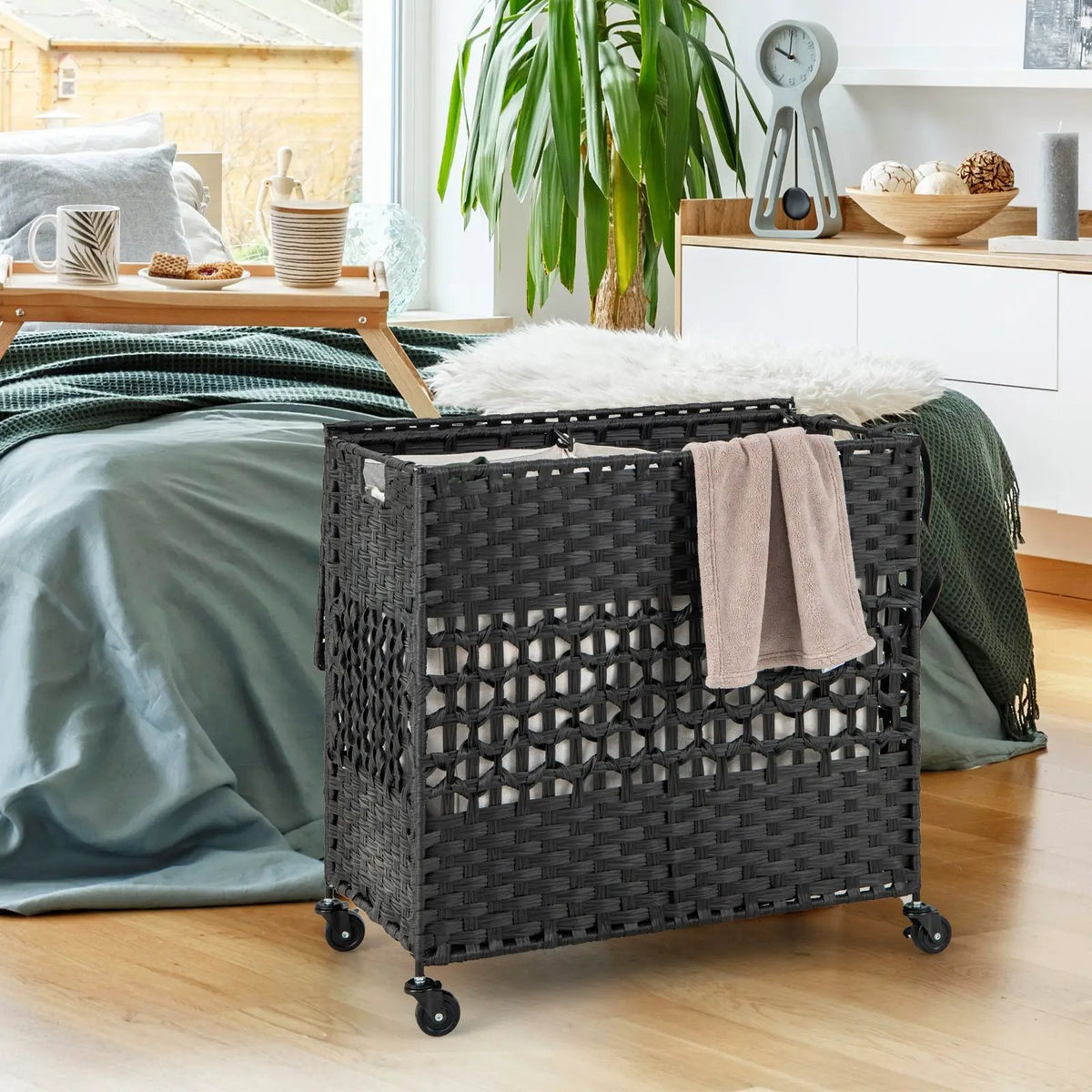 2-Section Laundry Hamper with Removable Bags, 110L, photo 3 of 17