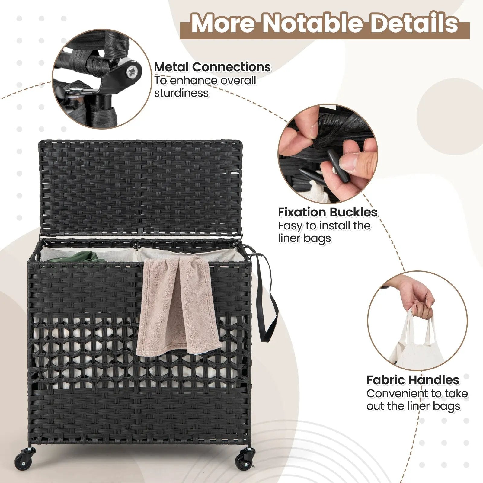 2-Section Laundry Hamper with Removable Bags, 110L by DirectDeals