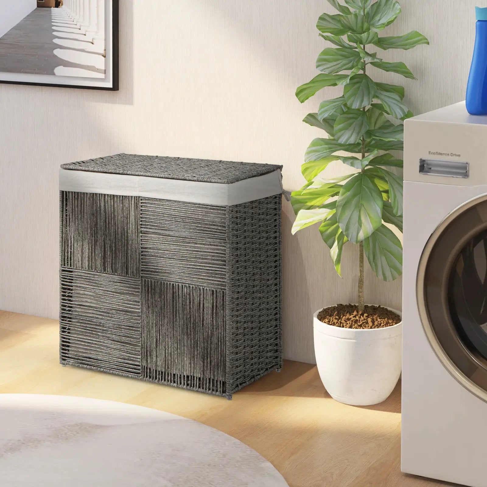 29 Gallons Laundry Hamper with Convenient Handles and Removable Liner Bag-Gray by DirectDeals