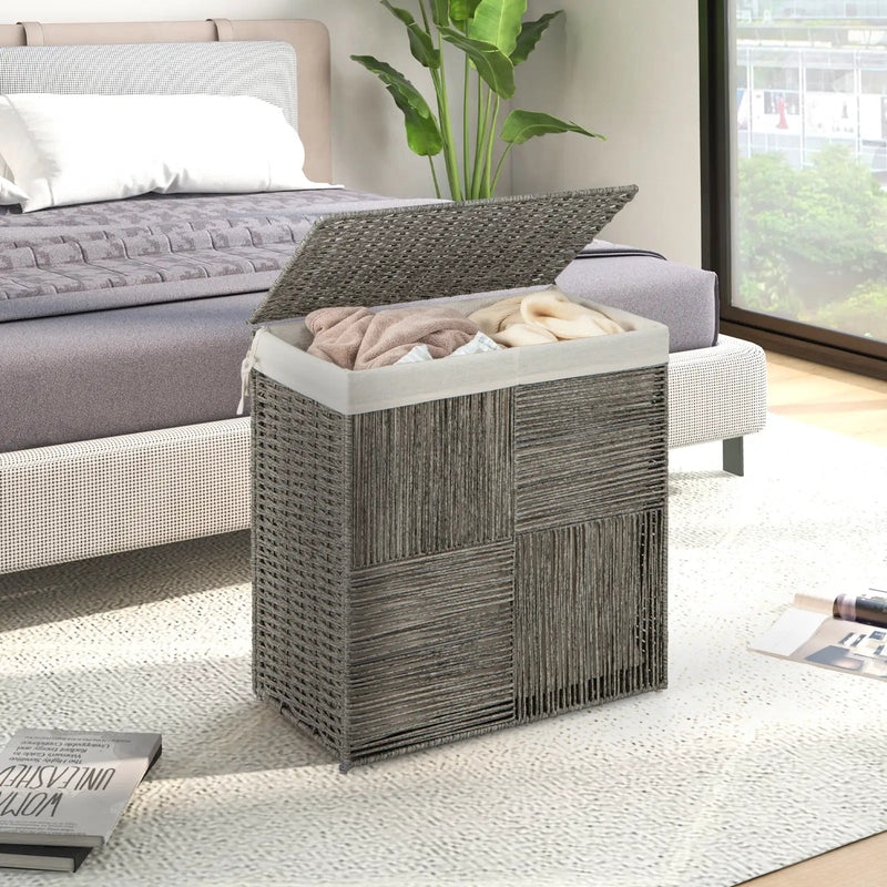 29 Gallons Laundry Hamper with Convenient Handles and Removable Liner Bag-Gray by DirectDeals