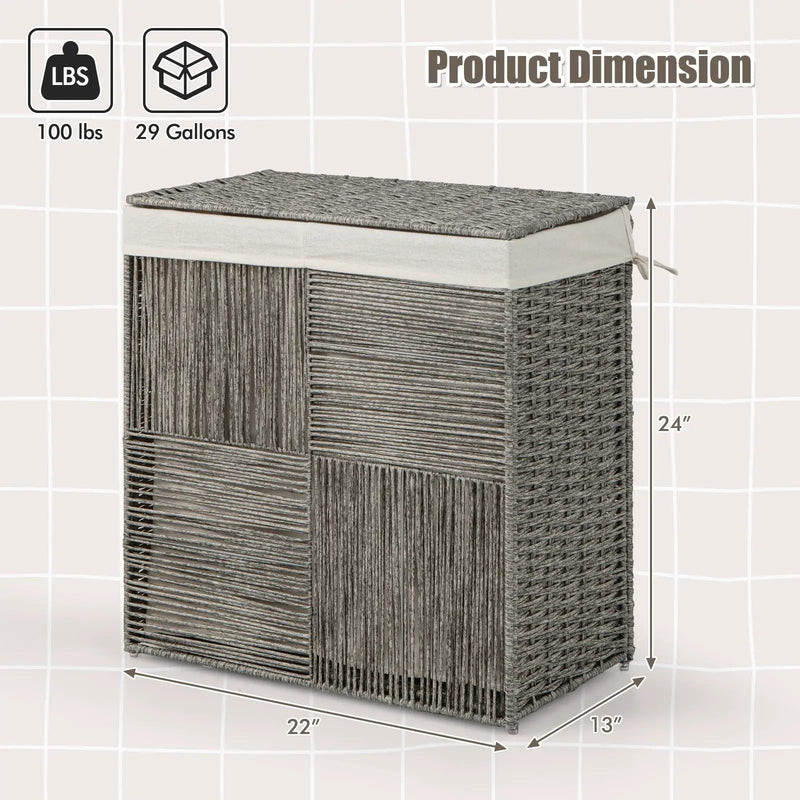 29 Gallons Laundry Hamper with Convenient Handles and Removable Liner Bag-Gray by DirectDeals