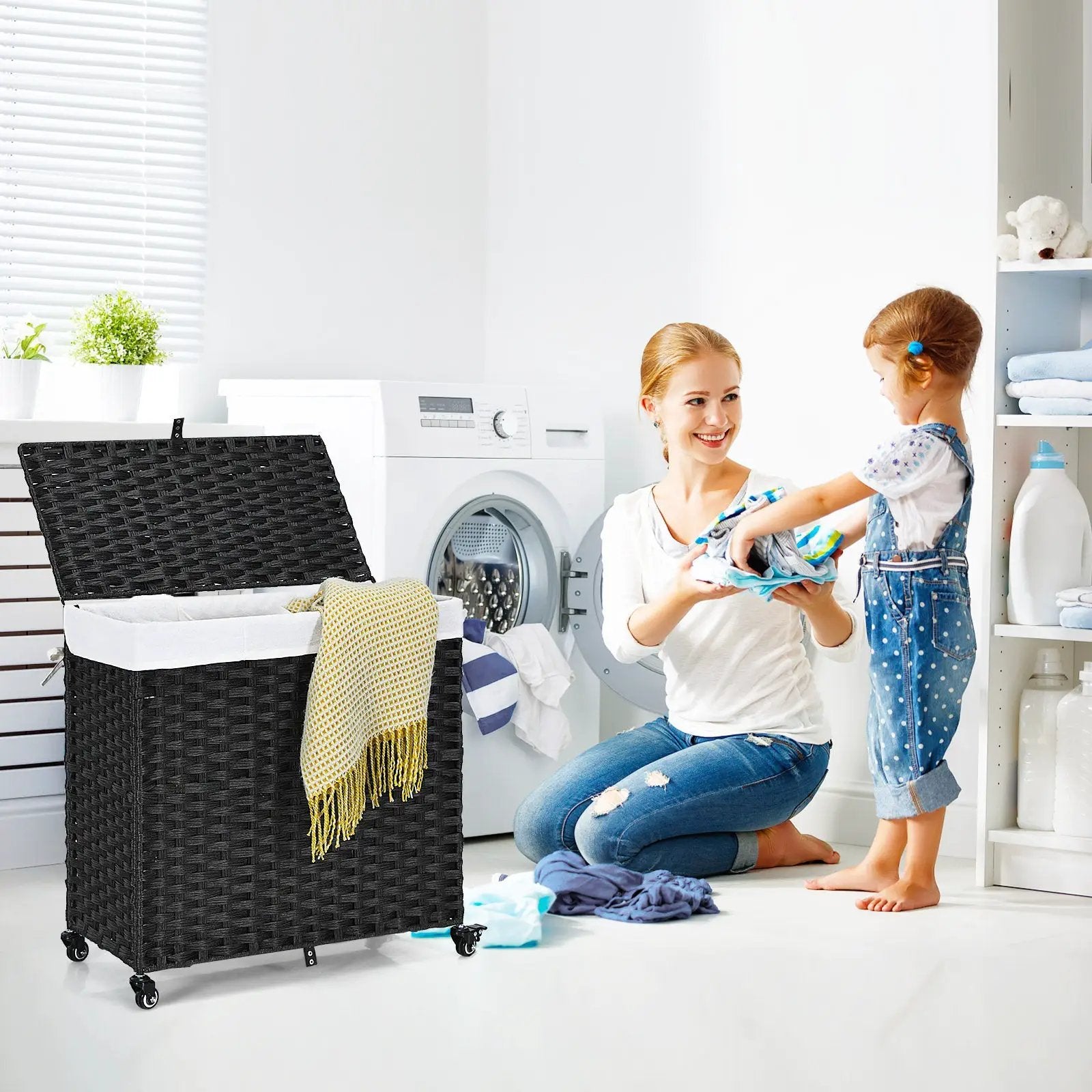 Laundry Hamper with Wheels and Lid by DirectDeals