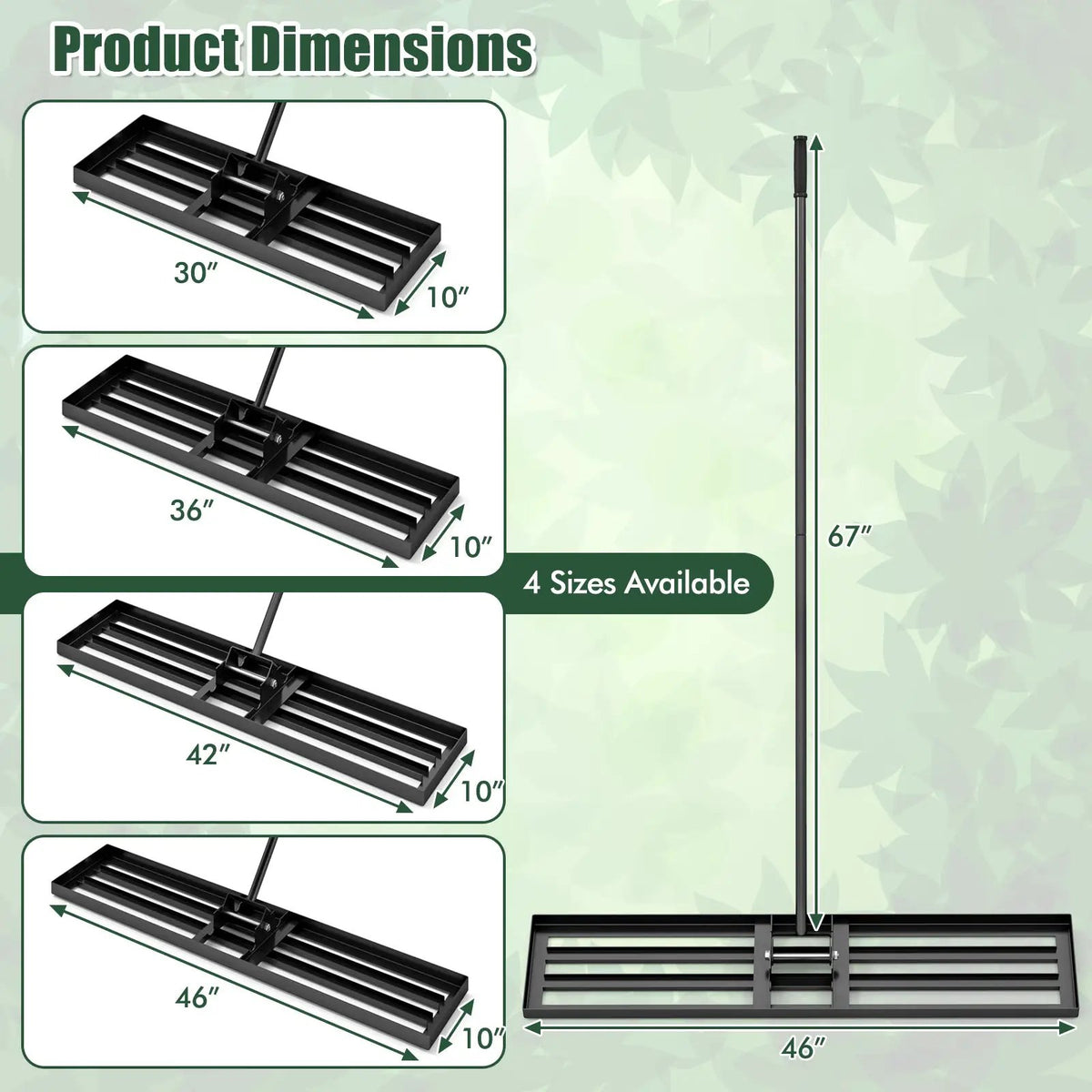Lawn Leveling Rake 46 x 10 Inch Heavy Duty Lawn Level Tool for Soil, photo 3 of 10