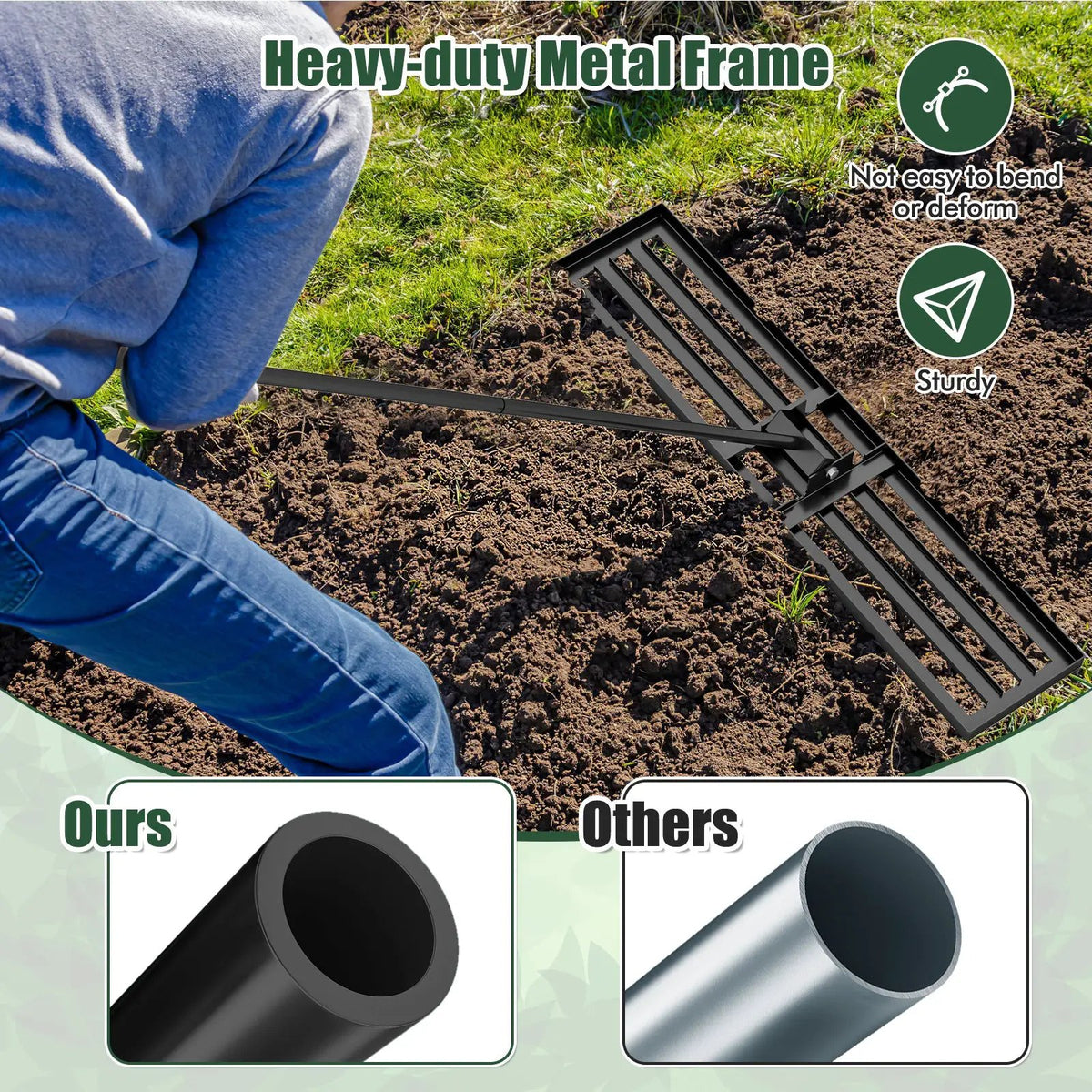 Lawn Leveling Rake 46 x 10 Inch Heavy Duty Lawn Level Tool for Soil, photo 7 of 10