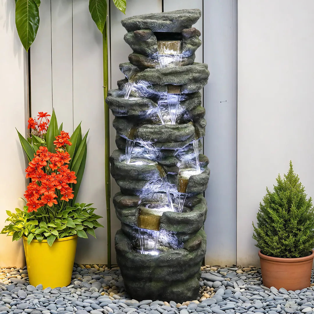 Resin River Rock Outdoor Fountain Pillar 51 Inch 52 lb, photo 3 of 4