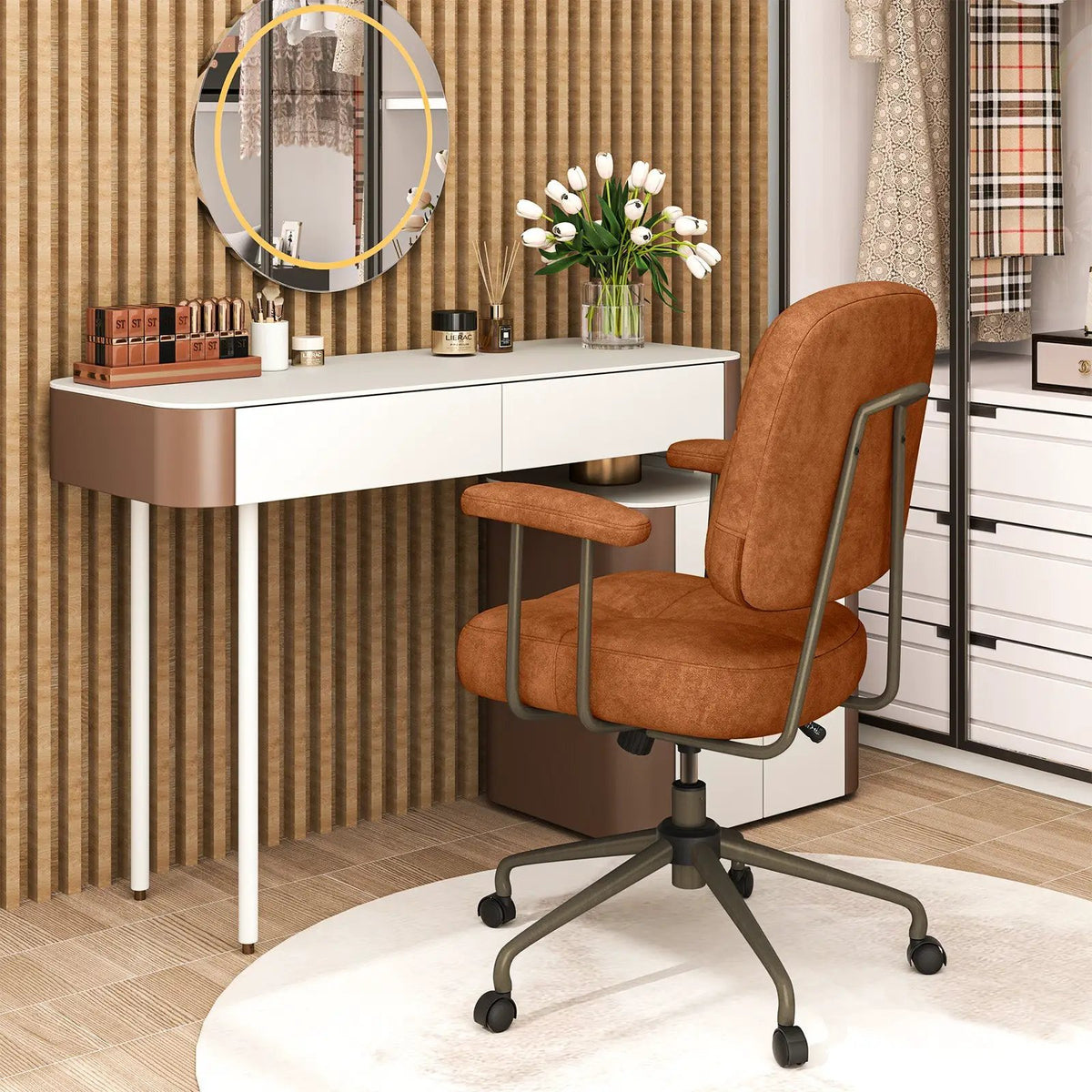 Leathaire Upholstered Task Home Office Chair with Cushioned Back, photo 2 of 9