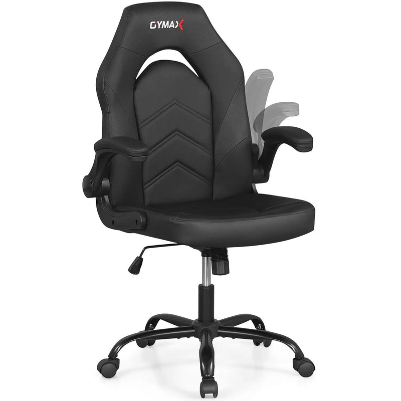 Leather Office Chair Ergonomic Computer Desk Chair with Flip-up Armrests by DirectDeals