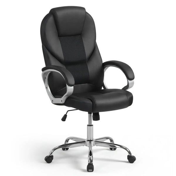 Leather Office Chair Ergonomic Mesh Executive Chair with Padded Armrests and Rocking Backrest