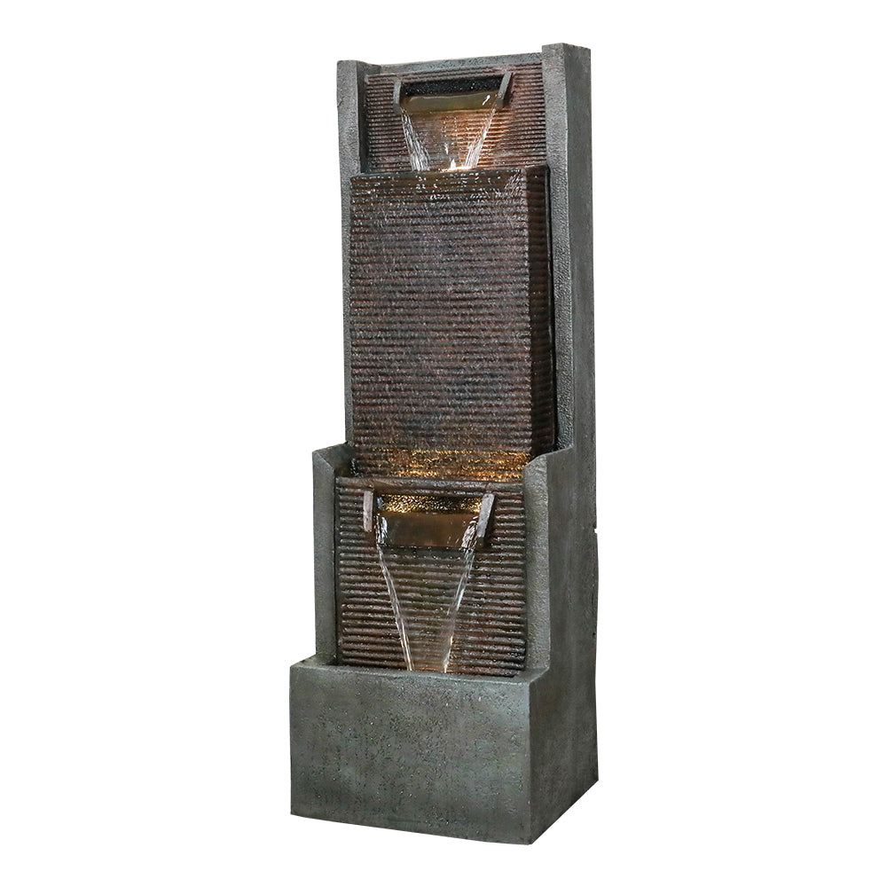 Resin Slim Outdoor Wall Fountain 39 Inch 11 Inch Deep, profile view