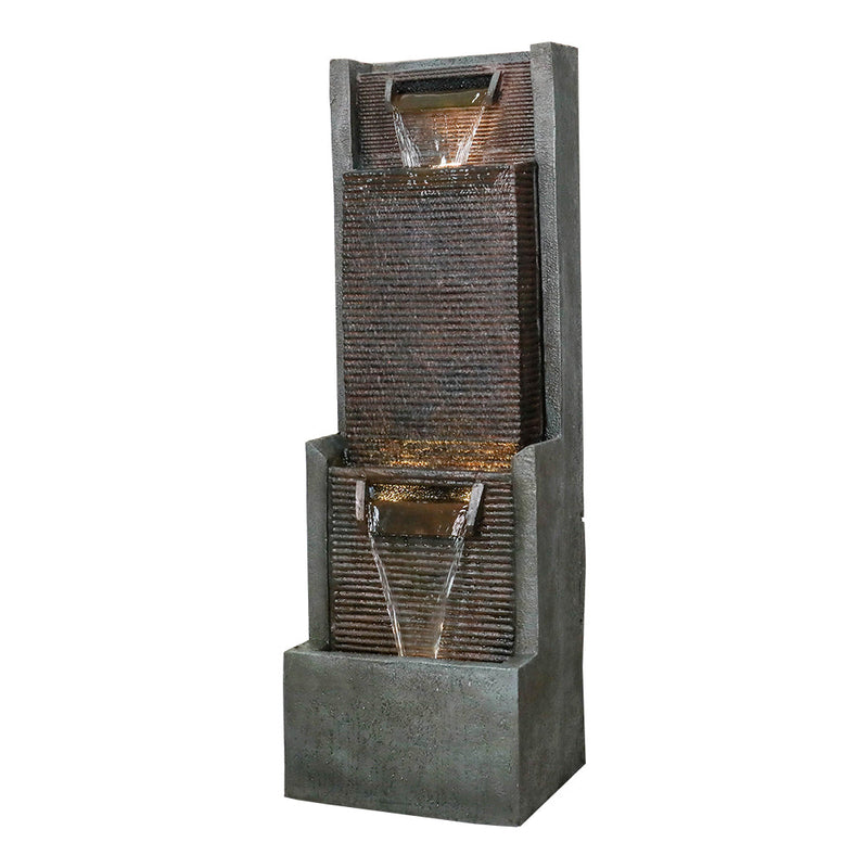 Resin Slim Outdoor Wall Fountain 39 Inch 11 Inch Deep, profile view