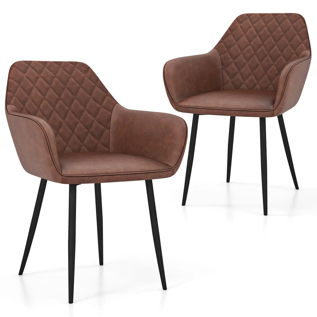Leisure Dining Chair Set of 2 with Curved Backrest and Wide Seat by DirectDeals