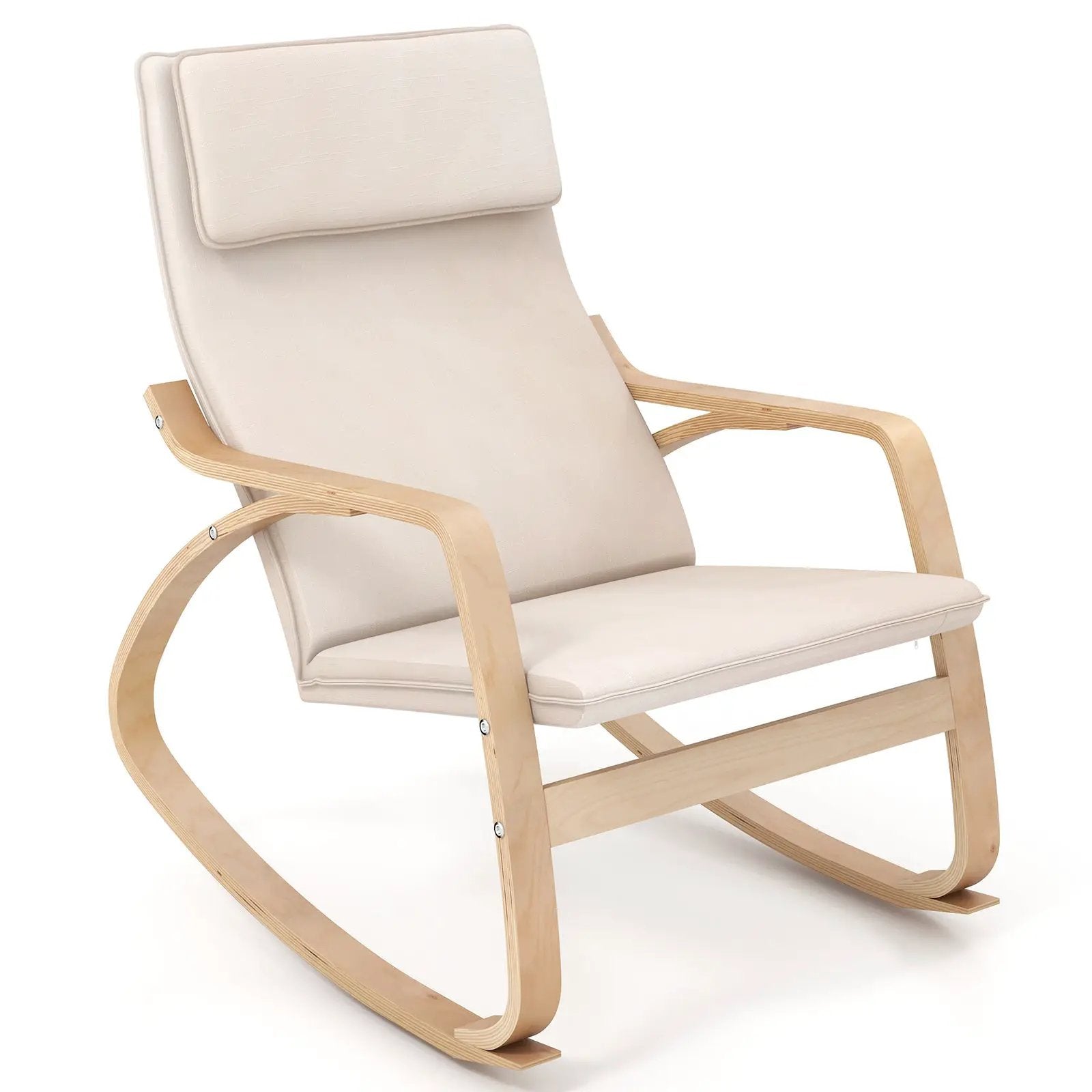 Stable Wooden Frame Leisure Rocking Chair with Removable Upholstered Cushion by DirectDeals